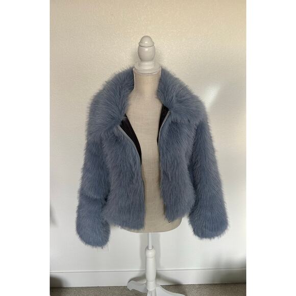 Jason Wu Light Blue Faux Fur Jacket - M - Picture 2 of 8